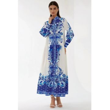 Rochie maxi -  imprimeu - maneca lunga - textil Rochie maxi -  imprimeu - maneca lunga - textil