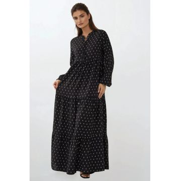 Rochie maxi -  imprimeu - negru - viscoza