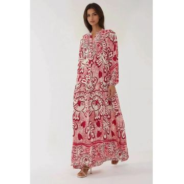 Rochie maxi -  imprimeu - rosu - viscoza - Rochie maxi -  imprimeu - rosu - viscoza -