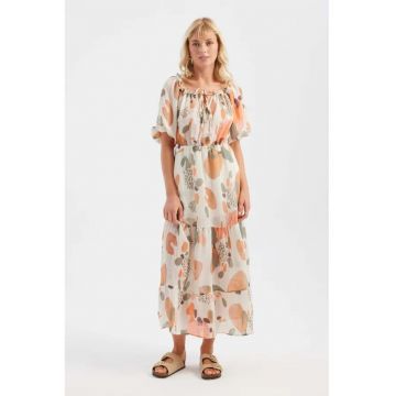 Rochie maxi -  umeri goi - multicolor - textil