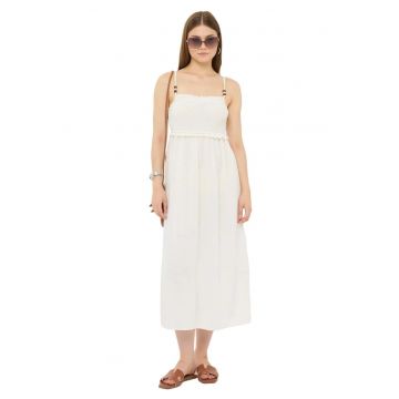 Rochie midi -  Bej - Poliester