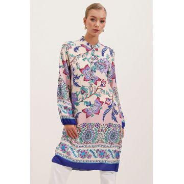 Rochie midi -  brodata - violet tyrian - muselina -