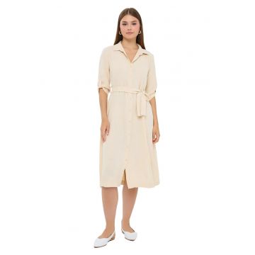 Rochie midi  cu guler cămașă Rochie midi  cu guler cămașă