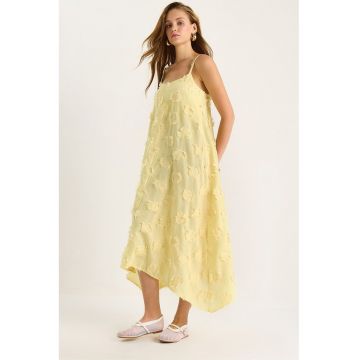 Rochie midi dama -  textil - galben Rochie midi dama -  textil - galben