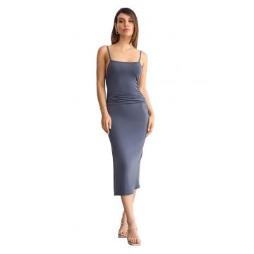 Rochie midi -  Gri - Elastan/Poliester Rochie midi -  Gri - Elastan/Poliester
