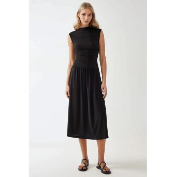 Rochie midi  neagra - jerseu