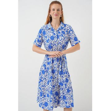 Rochie midi -  Textil - Albastru indigo Rochie midi -  Textil - Albastru indigo