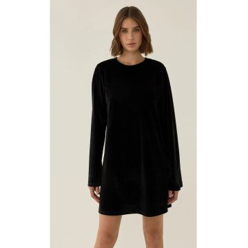 Rochie mini -  catifea cu spate deschis si funda - negru Rochie mini -  catifea cu spate deschis si funda - negru