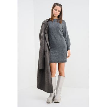 Rochie mini cu decolteu la baza gatului si maneci lungi