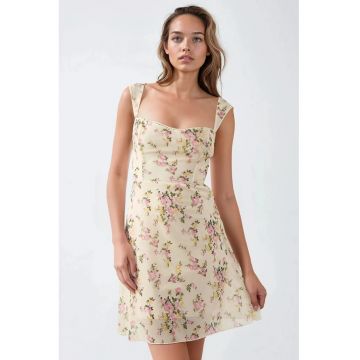 Rochie mini -  imprimeu - roz - tul Rochie mini -  imprimeu - roz - tul