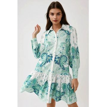 Rochie mini -  imprimeu - verde - textil