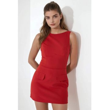 Rochie mini mulata -  rosu - material textil Rochie mini mulata -  rosu - material textil