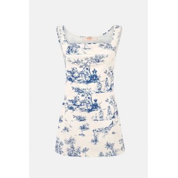 Rochie mini -  Poliester/Elastan - Alb/Albastru