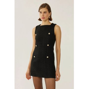 Rochie mini -  tweed - negru Rochie mini -  tweed - negru