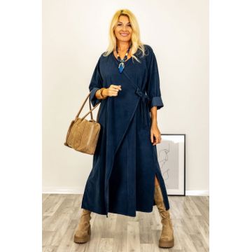 Rochie petrecuta oversize A-line, din catifea reiata, bleumarin Rochie petrecuta oversize A-line, din catifea reiata, bleumarin