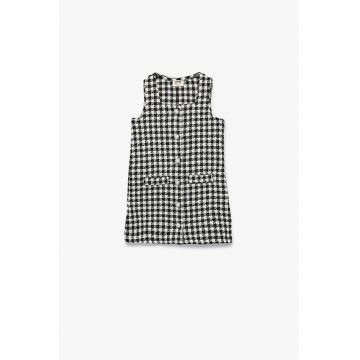 Rochie tricotata cu nasturi si model houndstooth Rochie tricotata cu nasturi si model houndstooth