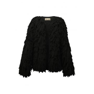 Jacheta din lana tricotata manual Hecate - Negru