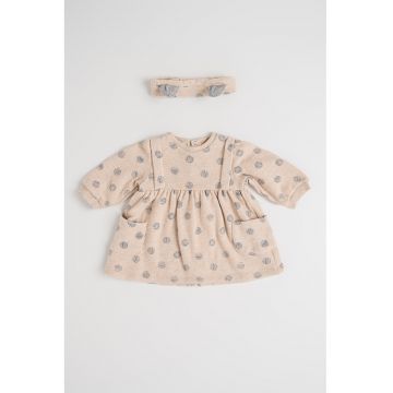 Knit Dress With Hearts Pattern And Headband Set