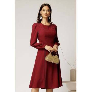 Rochie bordo eleganta de ocazie din voal in clini
