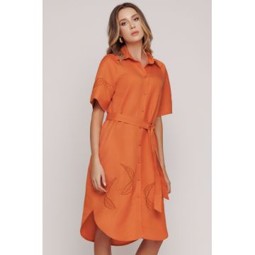 Rochie camasa dama portocalie