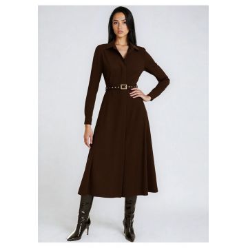 Rochie-camasa midi cu amestec de viscoza Sylvie