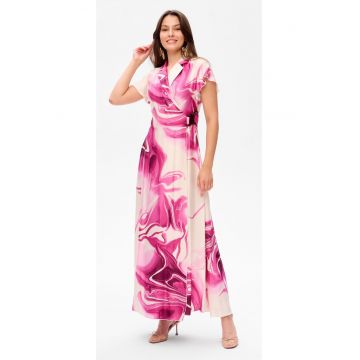 Rochie cu decolteu cache coeur si imprimeu abstract Marla