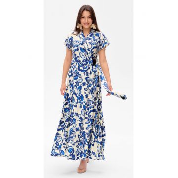 Rochie cu decolteu cache-coeur si motive florale Marla