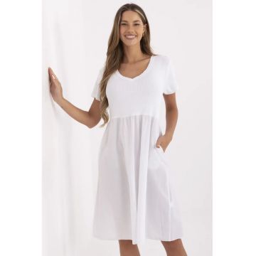 Rochie cu decolteu in V si buzunare laterale -