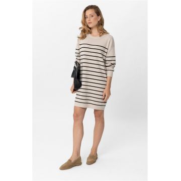 Rochie cu dungi  G-Senti - tricot - bej - maneca lunga