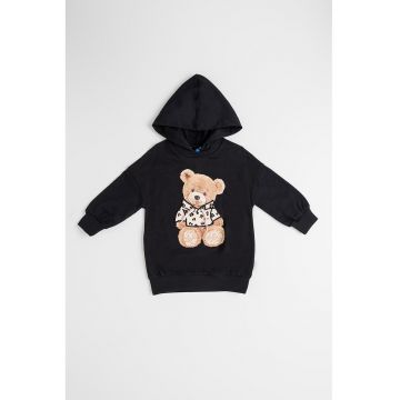 Rochie cu imprimeu grafic si gluga