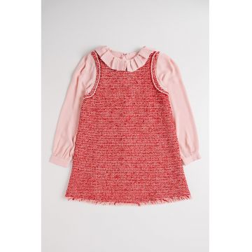 Rochie cu model 2in1 si guler Peter Pan