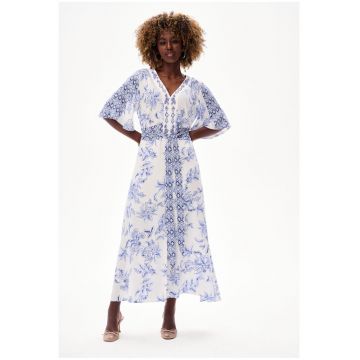 Rochie cu motive florale si geometrice