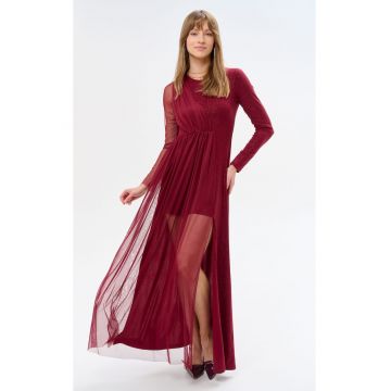 Rochie cu segmente drapate si insertii din lurex