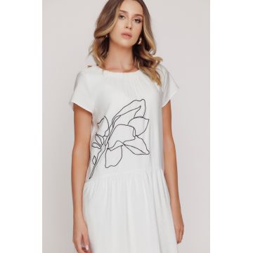 Rochie dama alba cu broderie