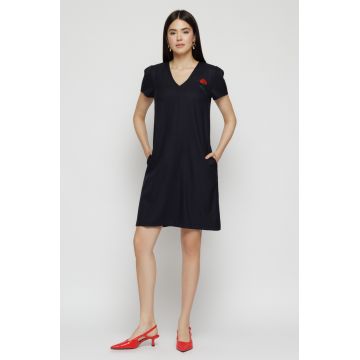 Rochie dama bleumarin cu broderie