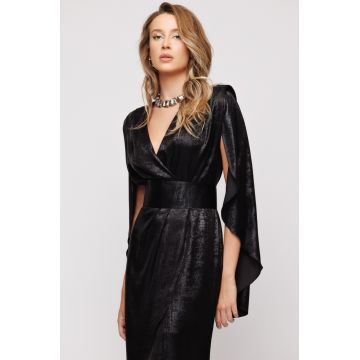 Rochie dama eleganta cu drapaje la umeri