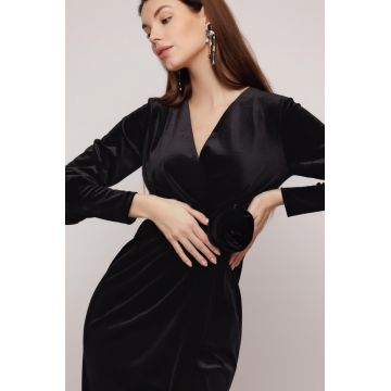 Rochie dama eleganta neagra din catifea