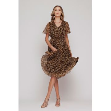 Rochie dama eleganta plisata imprimata