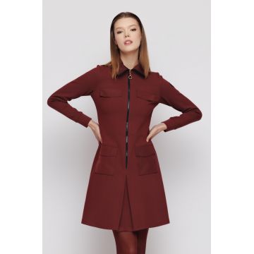 Rochie dama grena cu buzunare