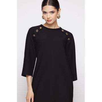 Rochie dama neagra cu nasturi
