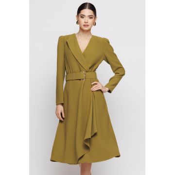 Rochie dama verde cu rever