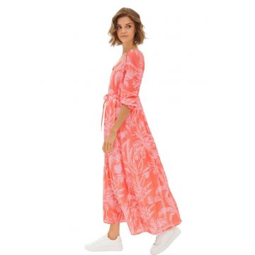 Rochie de dama  Helene maxi cu model portocaliu