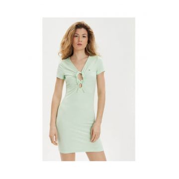 Rochie de vara -  verde - 60% poliester reciclat - 33% viscoza - 7% elastan -
