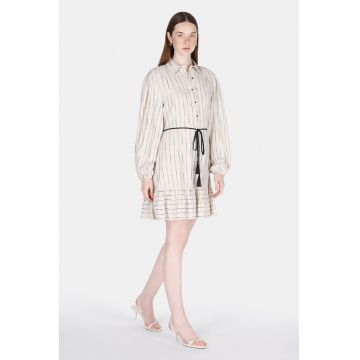 Rochie din amestec de in cu dungi