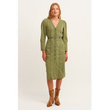 Rochie din amestec de lyocell cu maneci bufante