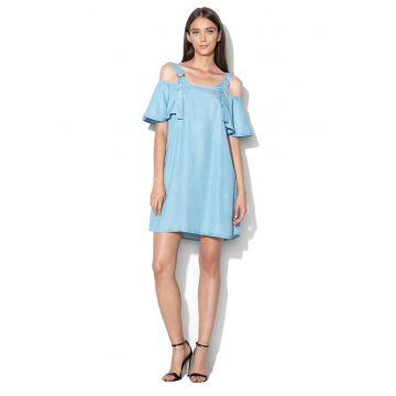 Rochie din chambray cu decupaje pe umar