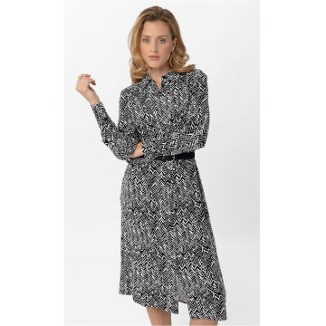 Rochie din viscoza cu model geometric -  G-Licori - maneci lungi