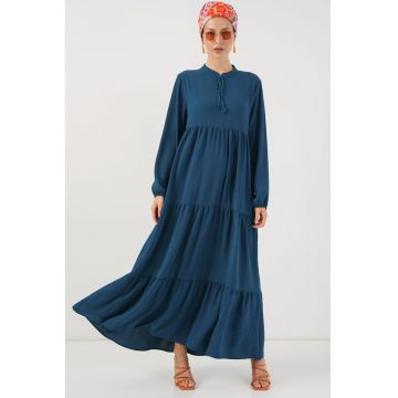 Rochie maxi  BDART - cu snur - textil - albastru safir