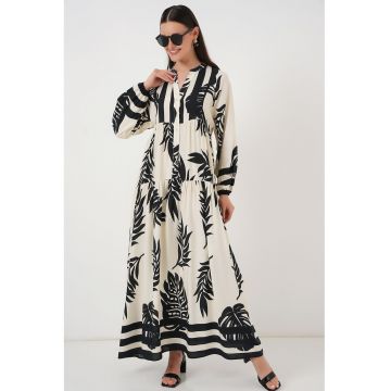 Rochie maxi  BDART - decolteu in V - captusita - textil - alb