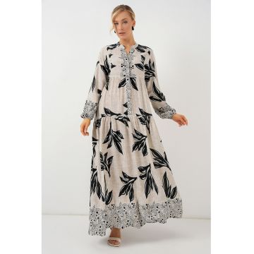 Rochie maxi  BDART - decolteu in V - captusita - textil - gri